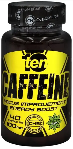 10/ten Caffeine, 100 mg, 40 capsule, Cvetita Herbal