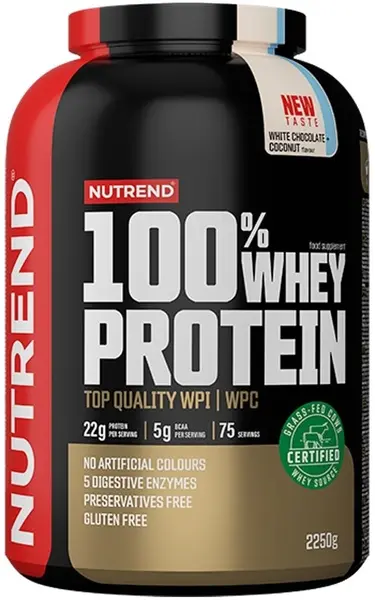 100% Whey Protein, ciocolată albă cu cocos, 2250 g, Nutrend