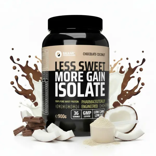 100% Whey Protein Isolate cu arome, 900g - Ciocolată și cocos