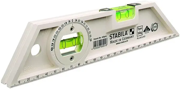 104 Allround nivela din plastic cu 2 bule si deschiderea principalelor unghiuri