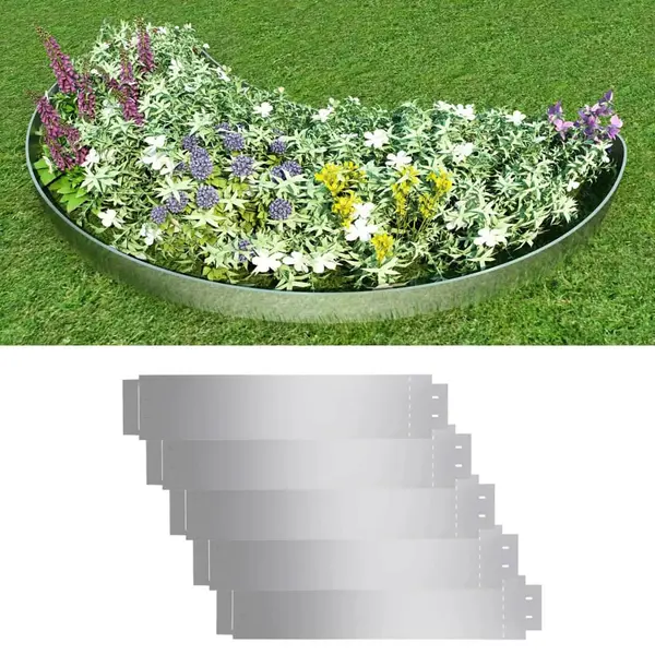 142668 Gossi garduri de gazon, 5 buc, otel galvanizat, 100 x 20 cm