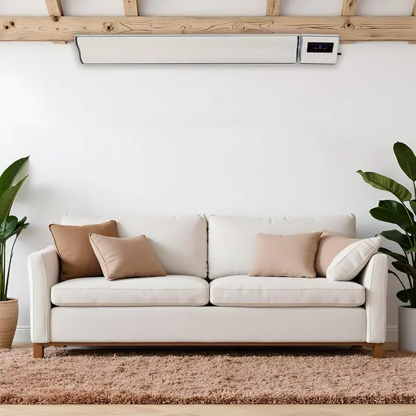 2800W/1400W ElectricSun alb, panou radiant infrarosu interior exterior incalzitor electric cu termostat cu Wi-Fi si APP internet TUYA, 180x15 cm