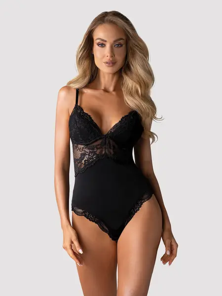 2XL/3XL - Body din dantela cu cupe intarite 810 Negru