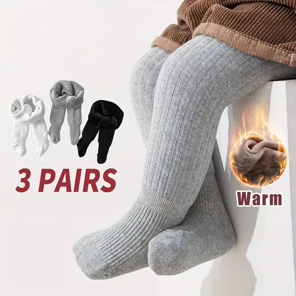 3 bucăți ciorapi cu căptușeală din fleece - S(2-4ani)