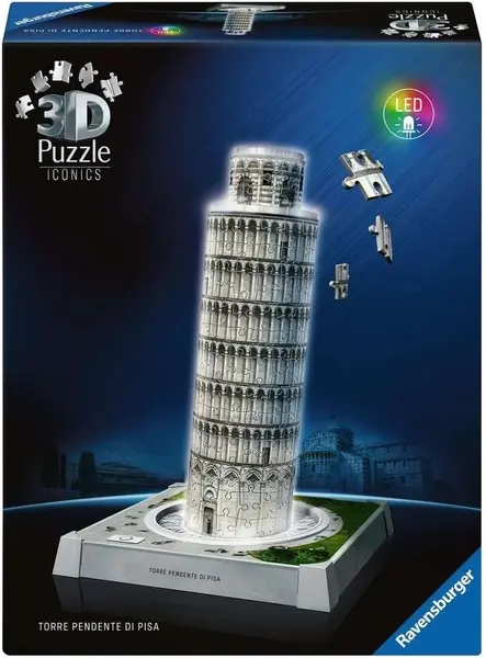 3D Puzzle Ravensburger din 216 piese - Turnul înclinat din Pisa cu lumini