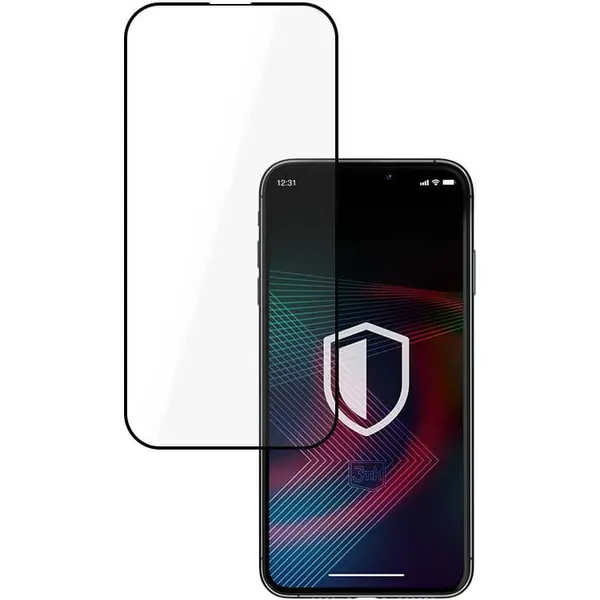 3MK Folie protectie pentru iPhone 14 Plus/14 Pro Max, 3MK, Sticla, Negru/transparent