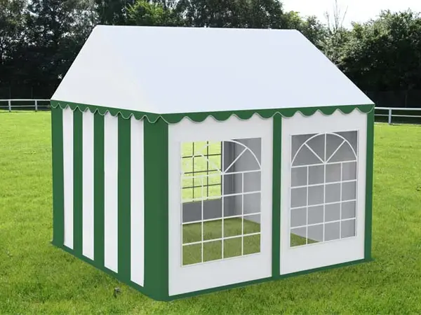 3x4 m Cort Evenimente ECONOMY, PVC 500g/m² verde-alb - Default Title
