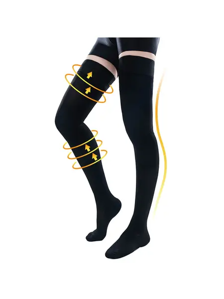 3XL - Ciorapi Compresivi Medicali Soxly Clasa I (15-21 mmHg) - Până la Coapsă - Negru - Vârf Închis Ciorapi Compresivi Medicali Soxly Până la Coapsă...