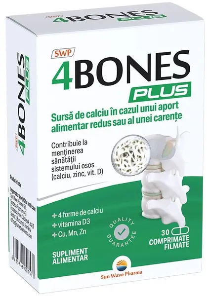 4 Bones Plus, 30 comprimate filmate , Sun Wave Pharma