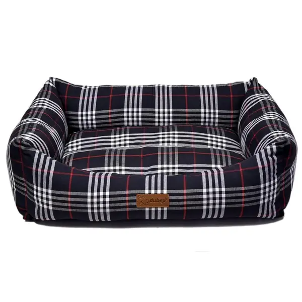 4DOG Deluxe Danish, pat dreptunghiular câini, bumbac, ortopedic, negru, XS-S(50x38x19cm)