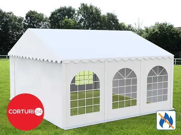 4x6 m Cort Evenimente PROFESSIONAL XXL, PVC ignifug alb - Default Title