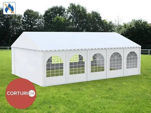 5x10 m Cort Evenimente PROFESSIONAL XXL, PVC ignifug alb - Default Title