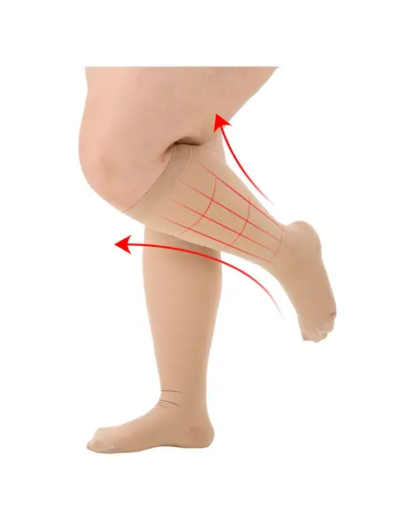 5XL - Ciorapi Compresivi Medicali Soxly Clasa I (15-21 mmHg) - Pana La Genunchi - Bej - Vârf Închis Ciorapi Compresivi Medicali Soxly Pana La Genunchi...