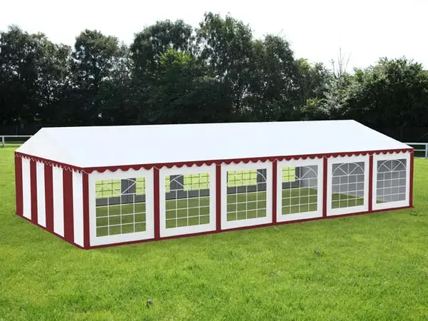 6x12 m Cort Evenimente ECONOMY, PVC rosu-alb - Default Title