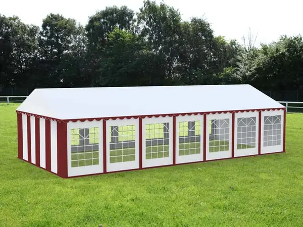 6x14 m Cort Evenimente ECONOMY, PVC 500g/m² rosu-alb - Default Title