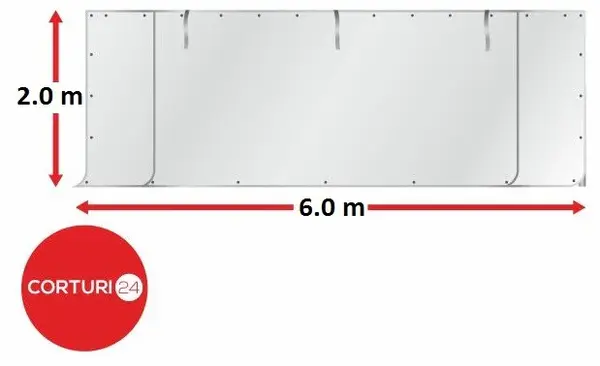 6x2 m Perete frontal - PVC 500 g/m2, alb - Default Title