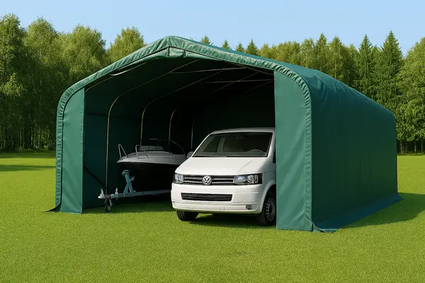 6x6m Garaj tip Cort PVC 550 g/m²- verde - pentru Masini Motociclete Remorca - Default Title