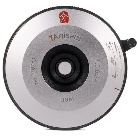7Artisans Obiectiv Manual 7Artisans 35mm F5.6 Full Frame Pancake, Leica M, L/M, Silver-Black