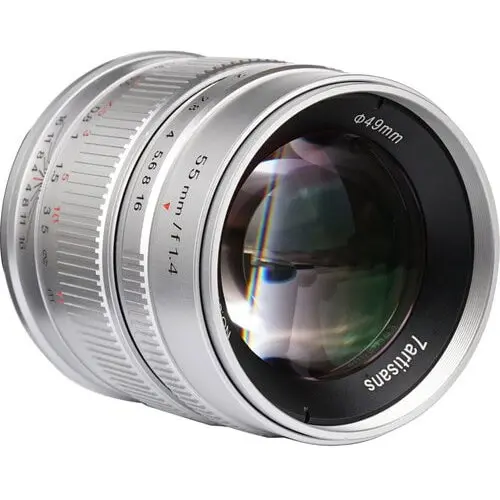 7Artisans Obiectiv Manual 7Artisans 55mm F1.4 APS-C, MFT / M4/3, Silver