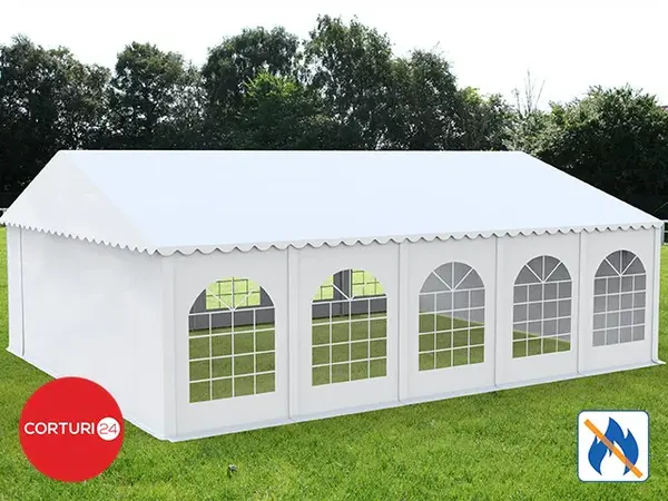 8x10 m Cort Evenimente PROFESSIONAL XXL, PVC ignifug alb - Default Title