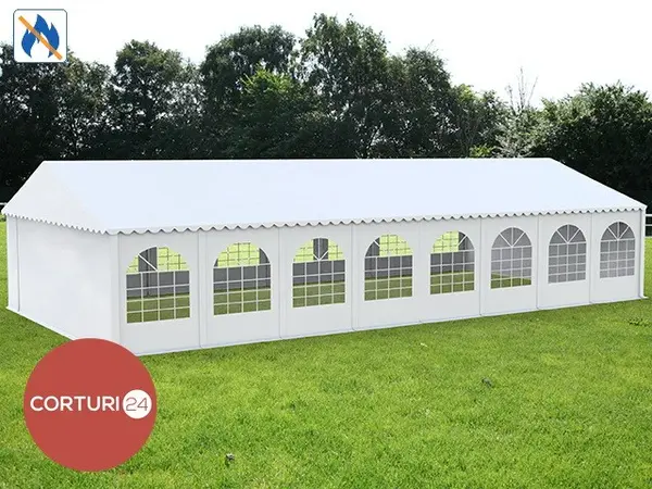 8x16 m Cort Evenimente PROFESSIONAL XXL, PVC ignifug alb - Default Title