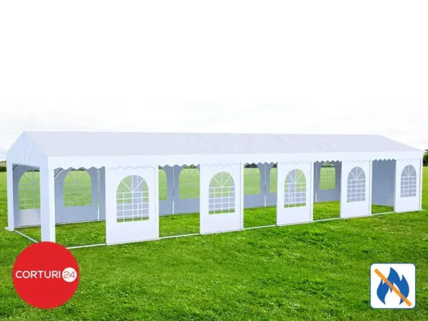 8x20 m Cort Evenimente PROFESSIONAL XXL, PVC ignifug alb - Default Title