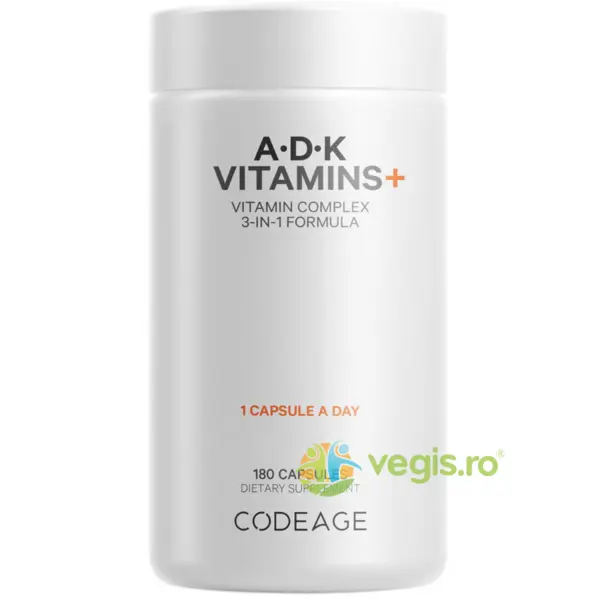 A-D-K Vitamin Supplement Formula pentru o Piele Sanatoasa, Oase Puternice si Sistem Imunitar Activ 180cps