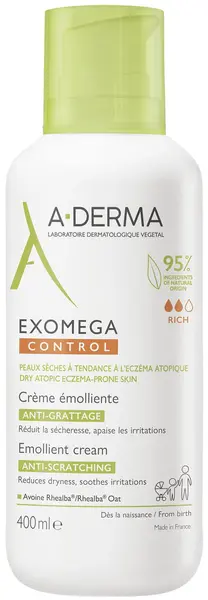 A-Derma Exomega Control Crema emolienta împotriva mancarimii, 400 ml