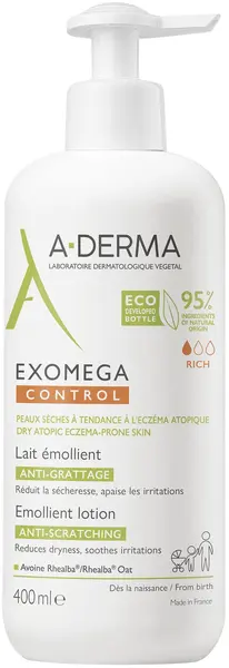 A-Derma Exomega Control Lapte emolient anti-zgârieturi, 400 ml