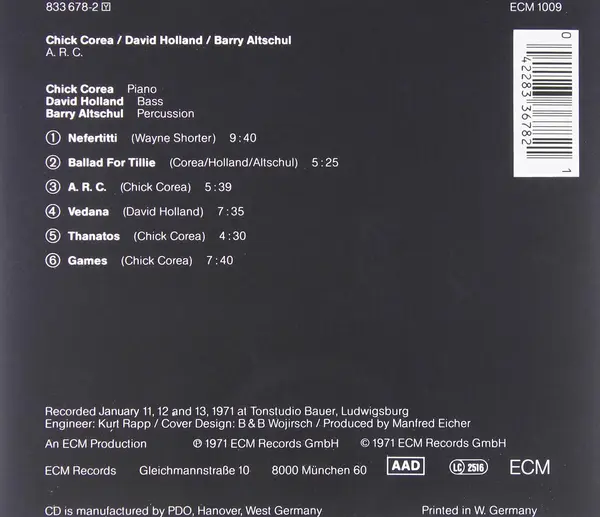 A.R.C | Chick Corea, David Holland, Barry Altschul