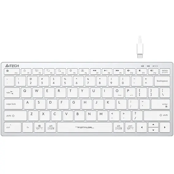 A4tech Tastatura cu fir A4Tech FStyler FX51, Ultra-subtire, 17 mm grosime, cablu 150 cm, Alb
