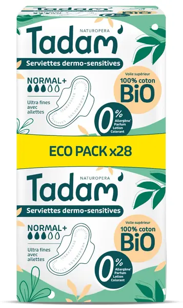 Absorbante BIO hipoalergenice Ultra Normal+, 28 bucati, Tadam