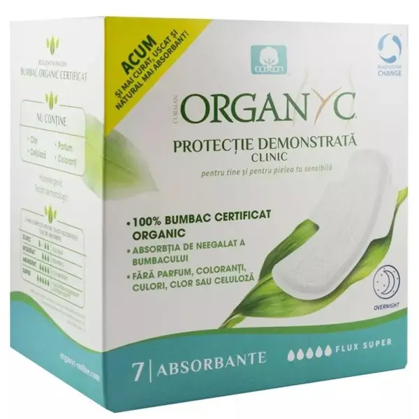 Absorbante Intime din Bumbac Organic Superflow, 10 Bucati, Organyc