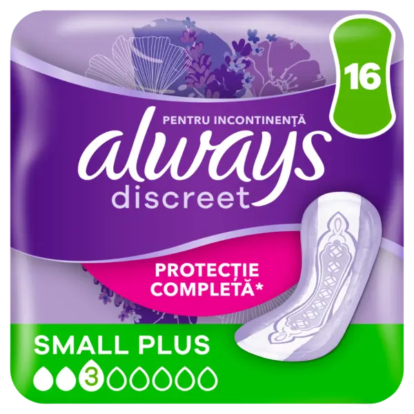 Absorbante pentru incontinenta urinara Discreet Small Plus, 16 bucati, Always