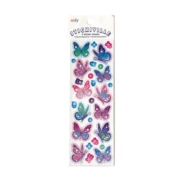 Abtibilduri holografice cu sclipici Stickiville Butterflies
