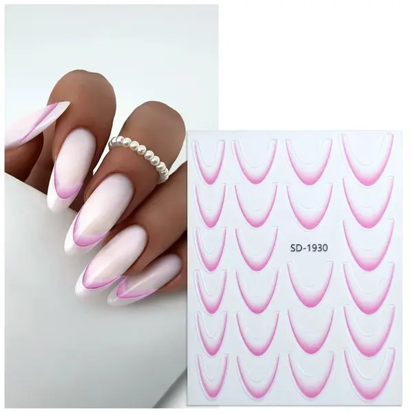 Abtibilduri unghii french Marquise, STICKER66, Roz