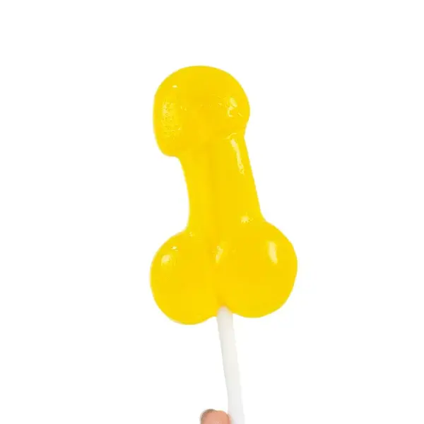 Acadea în formă de penis DRINK ME, cu gust de cocktail Piña Colada, perfect ca un cadou sexy și amuzant, culoare galben (9977P)