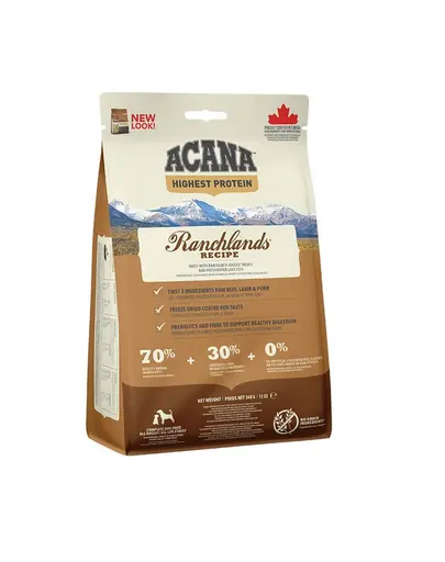 ACANA Highest Protein Ranchlands hrana uscata pentru caini de toate varstele 2 kg