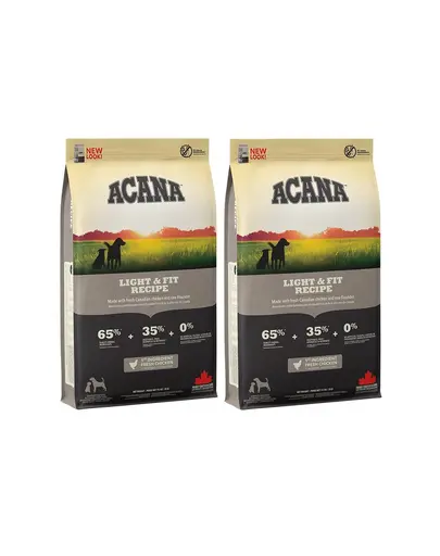 ACANA Light & Fit Dog hrana uscata caini adulti supraponderali 4 kg (2 x 2 kg)