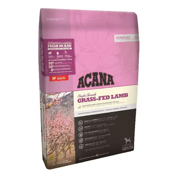 ACANA Singles Grass-Fed Lamb, Miel și Mere, hrană uscată monoproteică fără cereale câini 11.4kg