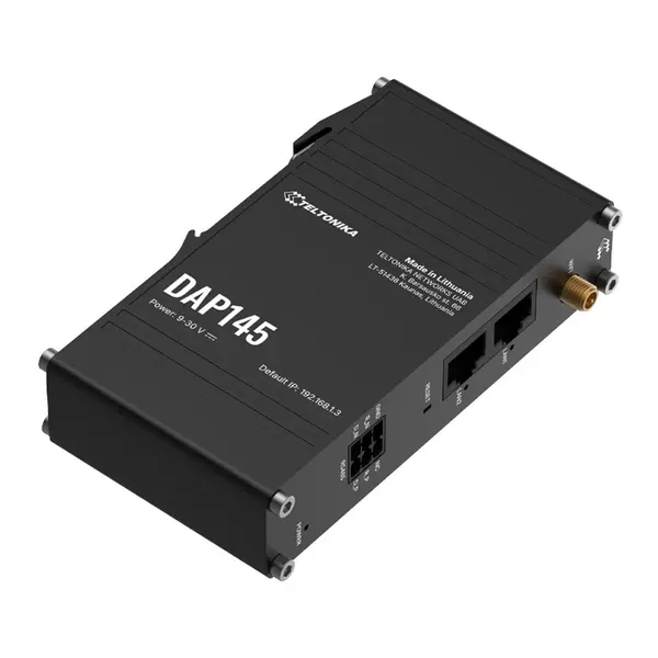 Acces Point wireless industrial Teltonika DAP145, RS485, WiFi 4, Mesh, STA, 1x antena RP-SMA, 2x LAN 10/100 Mbps, PoE pasiv, sina DIN