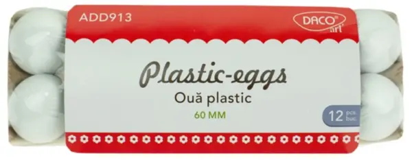 Accesorii craft - Oua plastic, 6cm - 12 bucati | Daco