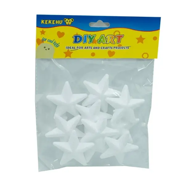 Accesorii creatie , stea din polistiren, alb, 5 cm, set 10 bucati