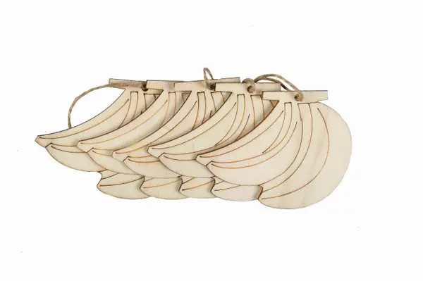 Accesorii pentru activitati crafts pirogravura lemn,banana,7x7cm,5 bucati set
