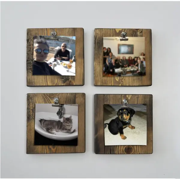 Accesoriu decorativ de perete din molid A066, Nuc, 14x14 cm