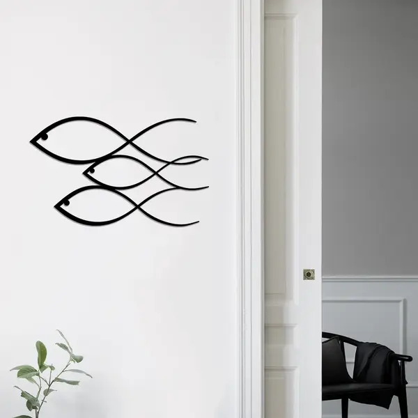 Accesoriu decorativ de perete metalic Metal-248 Negru 50x30 cm