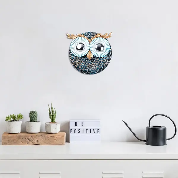 Accesoriu decorativ de perete metalic Owl Caramiziu 19x19 cm