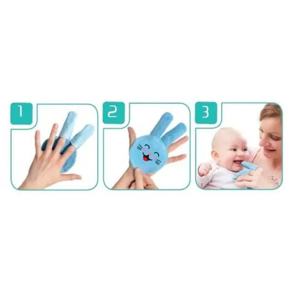 Accesoriu pentru curatare dinti si gingii bebelusi BabyJem Rabbit Glove Grey