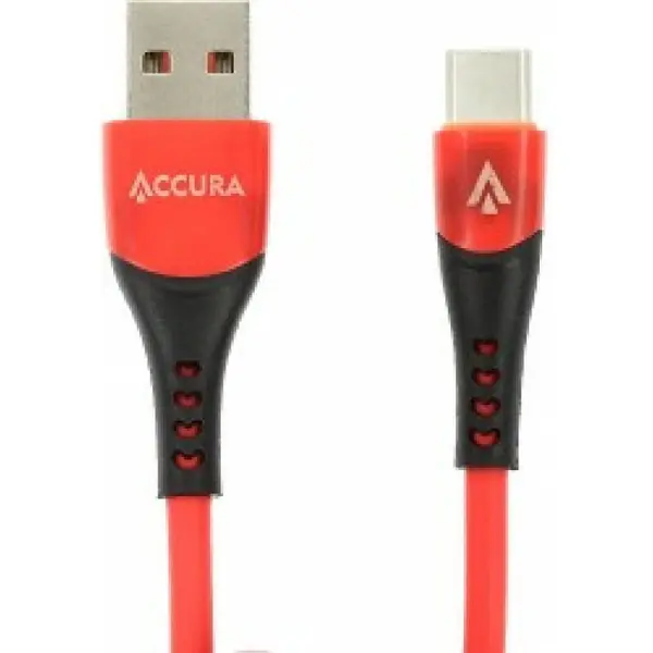 Accura Cablu Accura USB-A - USB-C 1.0m cauciuc 5V/2A , rosu