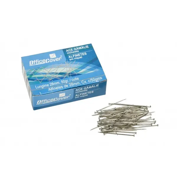 Ace cu gamalie Office Cover, metalice, 28 mm, argintii, cutie 50 g